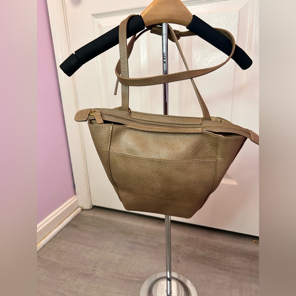 Anthropologie Brown Lightweight Faux Leather Small Crossbody Bag